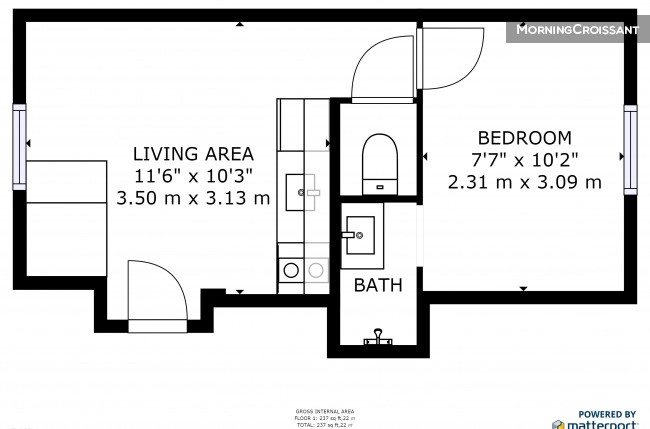 2-room flat near the metro