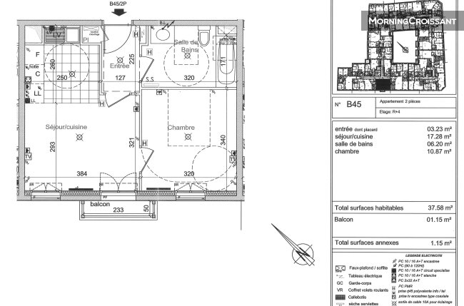 Flat with balcony and lift