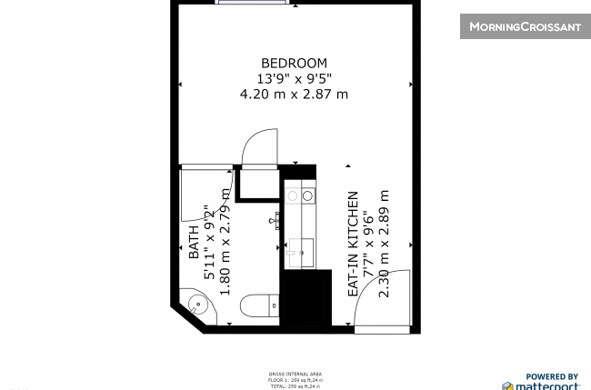 Furnished T1 ideally located